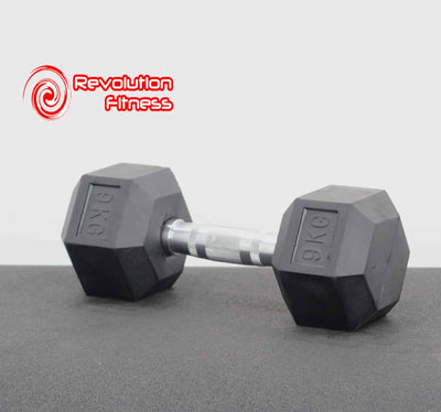 9KG RUBBER HEX DUMBELL