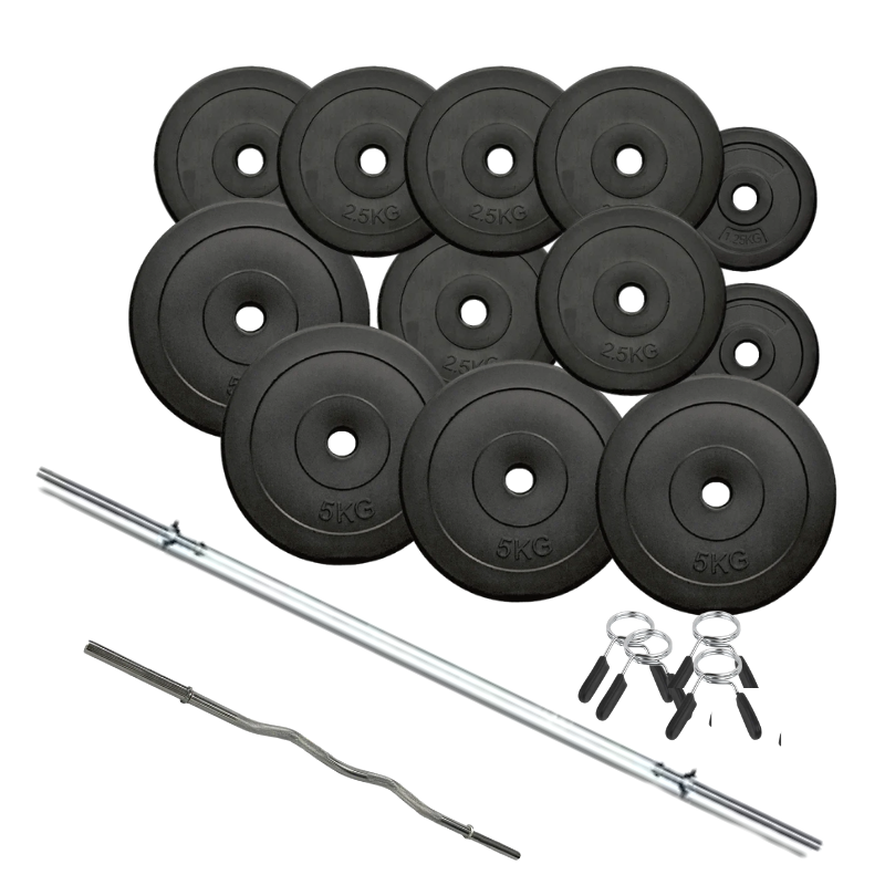50KG "E" WEIGHTS & BARS PACKAGE