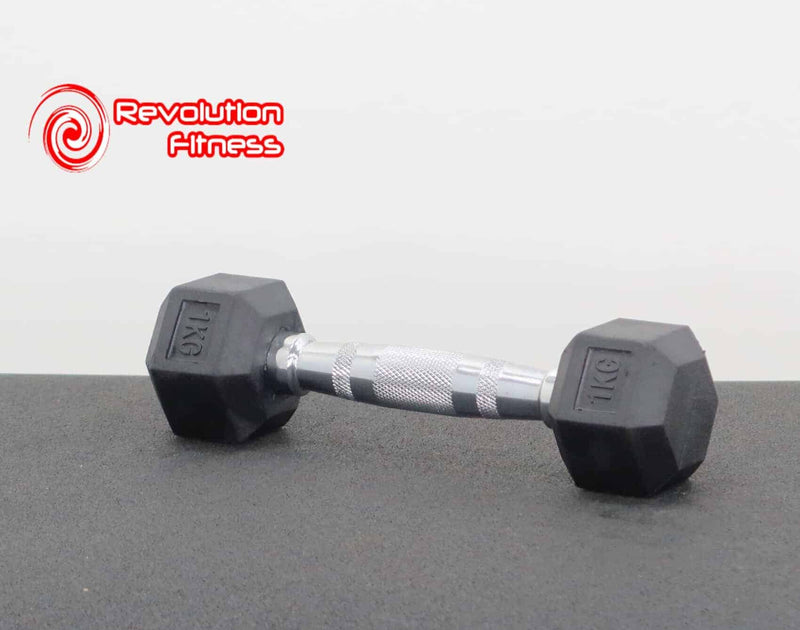 1KG RUBBER HEX DUMBELL