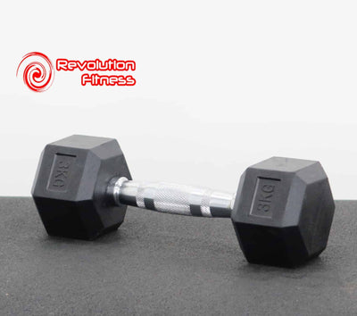 3KG RUBBER HEX DUMBELL