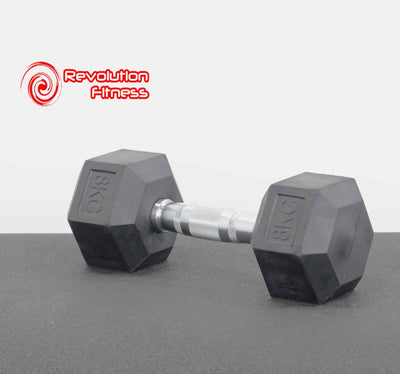 8KG RUBBER HEX DUMBELL