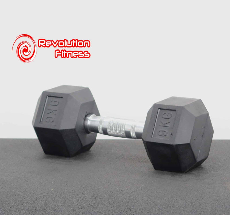 9KG RUBBER HEX DUMBELL